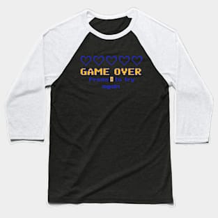 Game Over Press X To Try Again 8bit Baseball T-Shirt